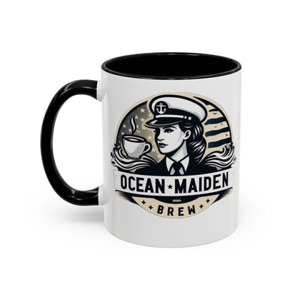 Ocean Maiden Brew Accent Coffee Mug - Nautical Inspired Gift for Coffee Lovers
