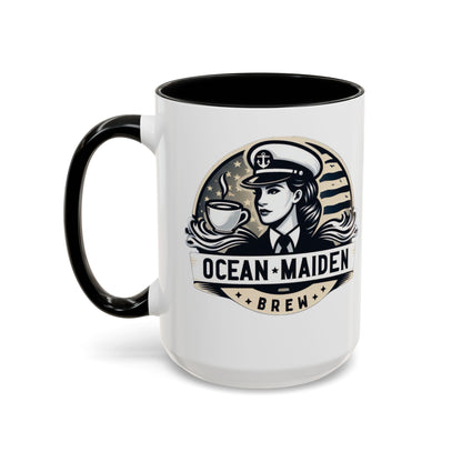 Ocean Maiden Brew Accent Coffee Mug - Nautical Inspired Gift for Coffee Lovers