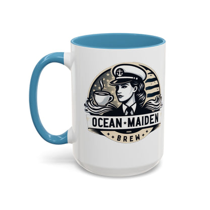 Ocean Maiden Brew Accent Coffee Mug - Nautical Inspired Gift for Coffee Lovers