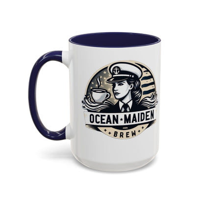 Ocean Maiden Brew Accent Coffee Mug - Nautical Inspired Gift for Coffee Lovers