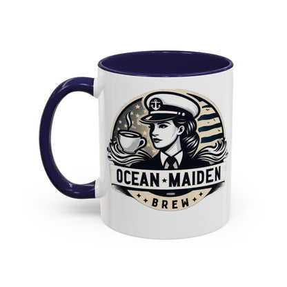 Ocean Maiden Brew Accent Coffee Mug - Nautical Inspired Gift for Coffee Lovers